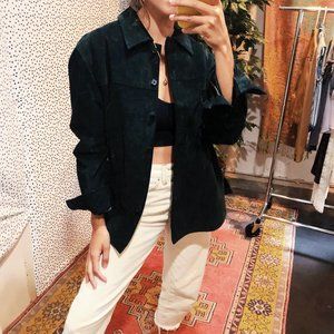 Women's Black Leather Collared Fall Jacket Large